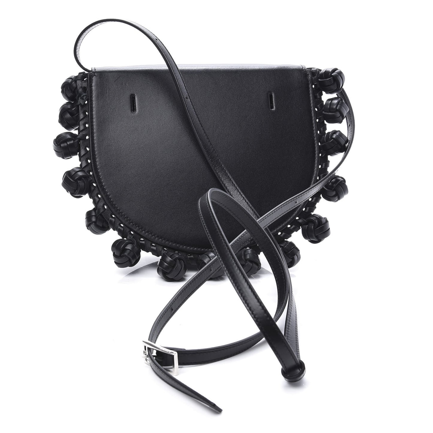 Calfskin Heel Knots Crossbody Bag Black