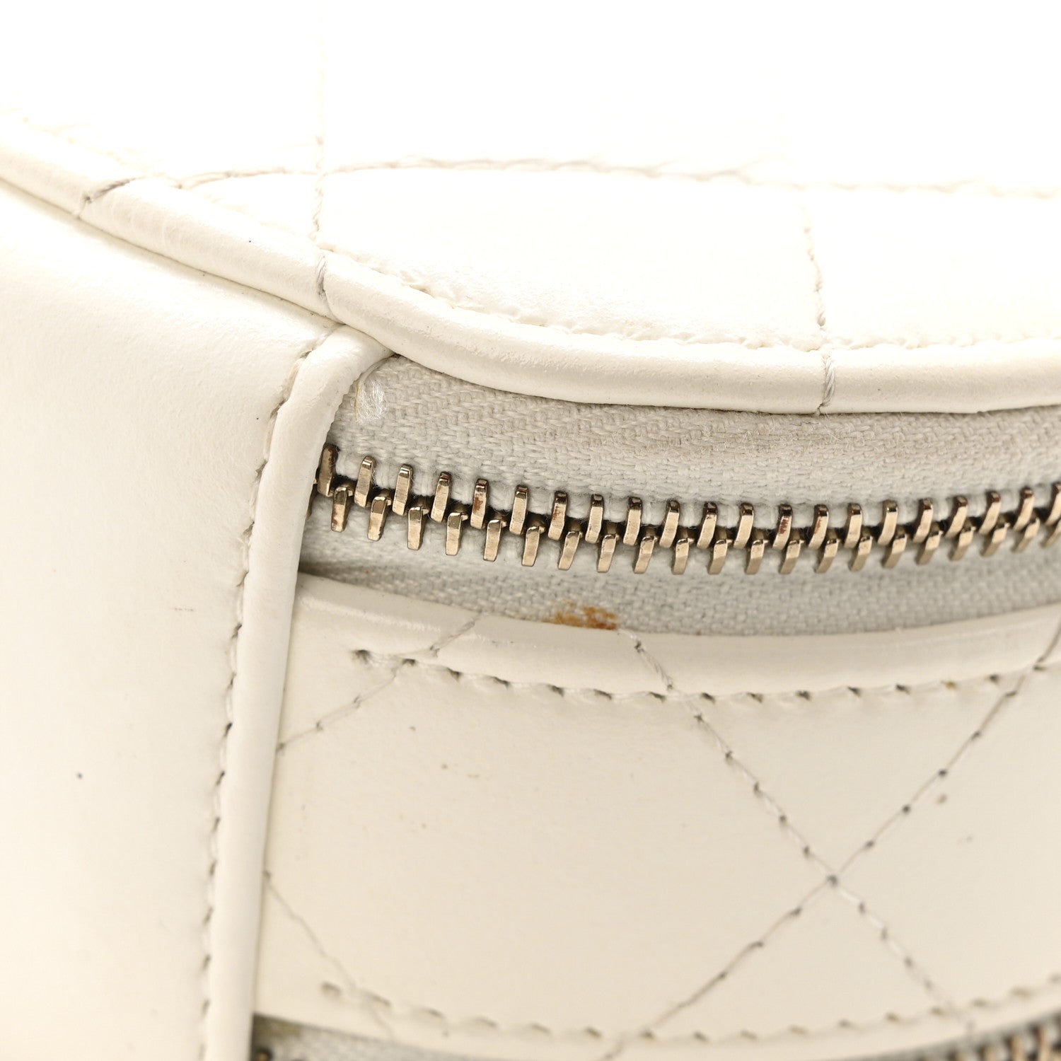 Chanel Lambskin Quilted Round Handle With Care Vanity With Chain White 11 of 12
