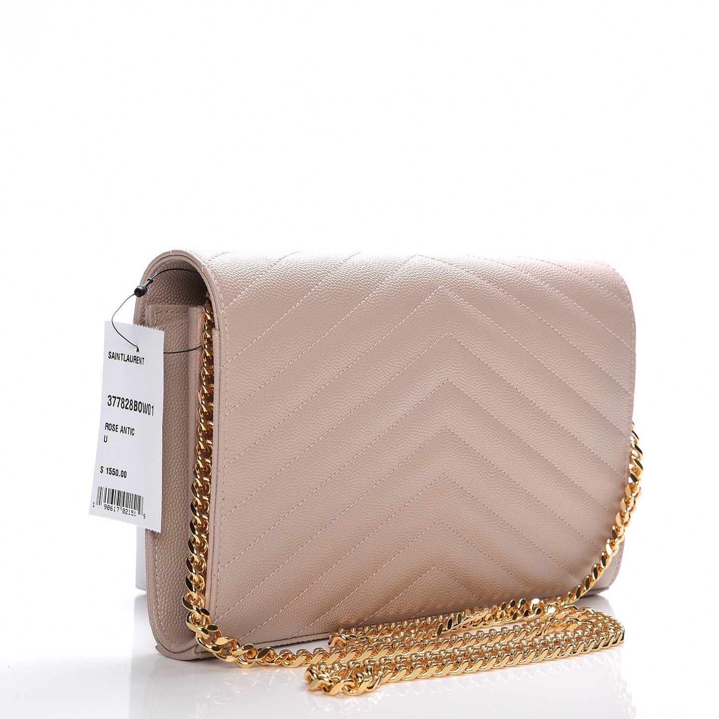 Grain De Poudre Matelasse Chevron Monogram Chain Wallet Rose Antic