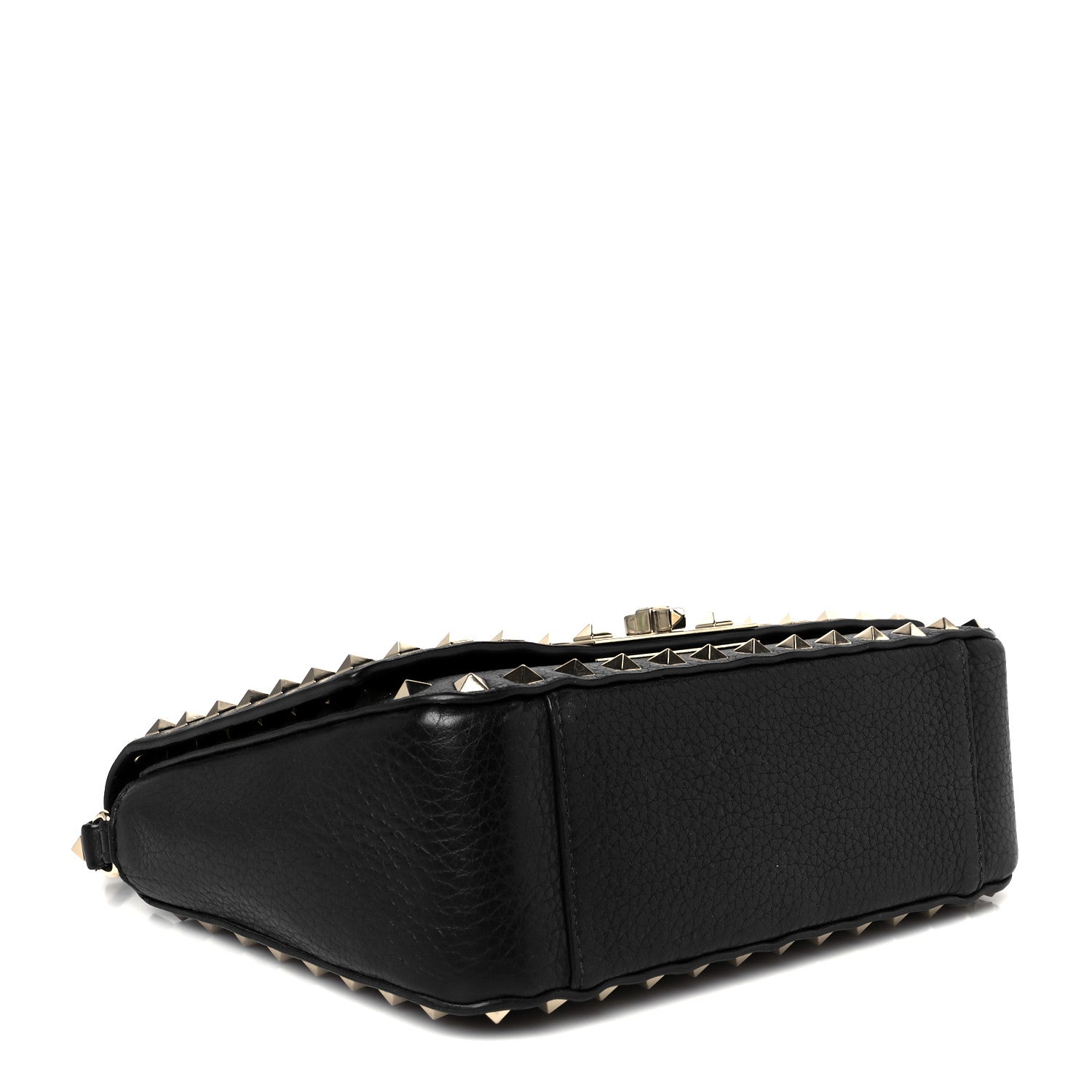 Valentino Garavani Pebbled Calfskin Small Rockstud Crossbody Flap Bag Black 4 of 10