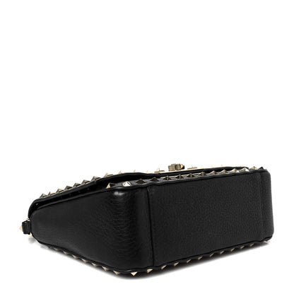 Valentino Garavani Pebbled Calfskin Small Rockstud Crossbody Flap Bag Black 4 of 10