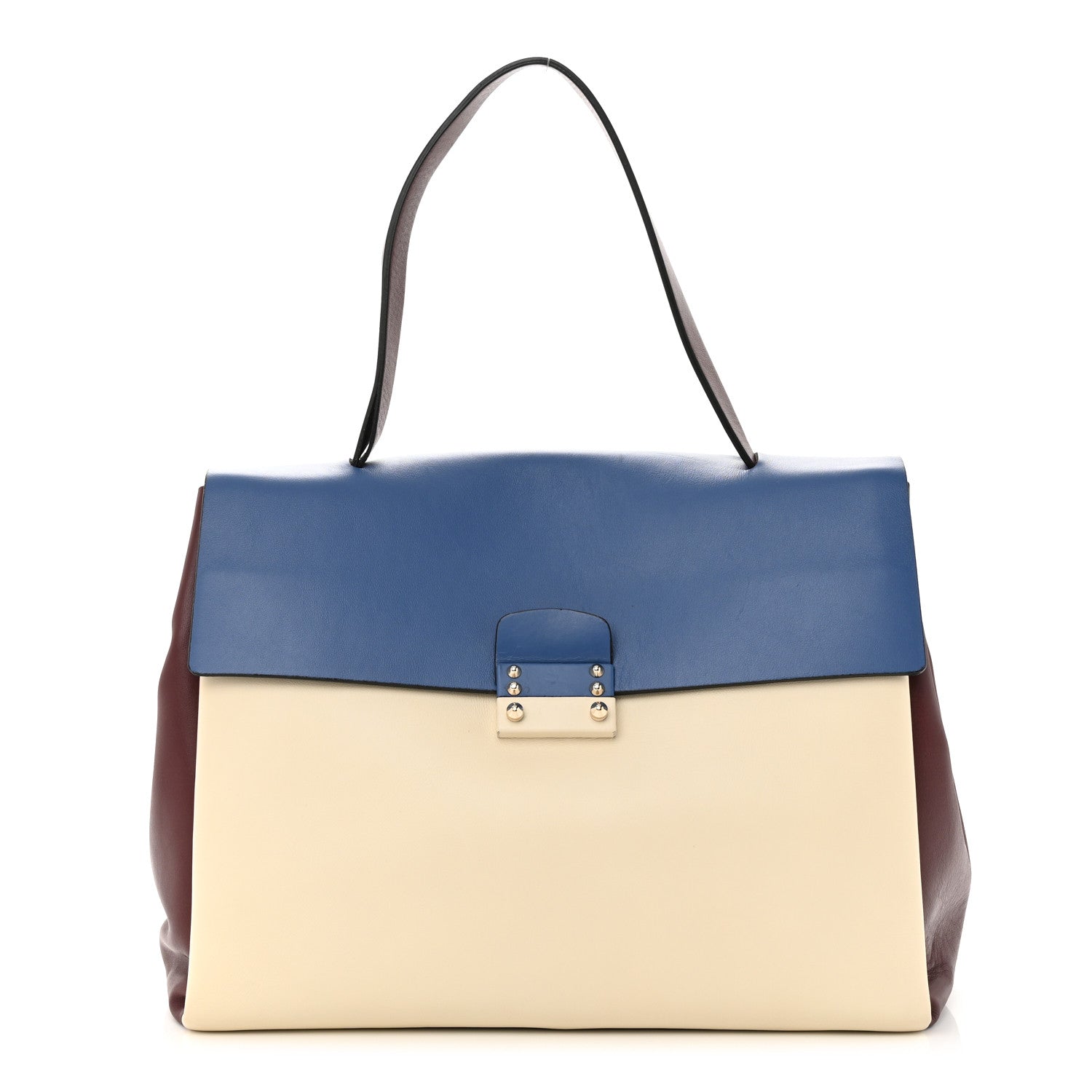 Valentino Garavani Calfskin Colorblock Mime Single Handle Bag Ruby Marine 1 of 14