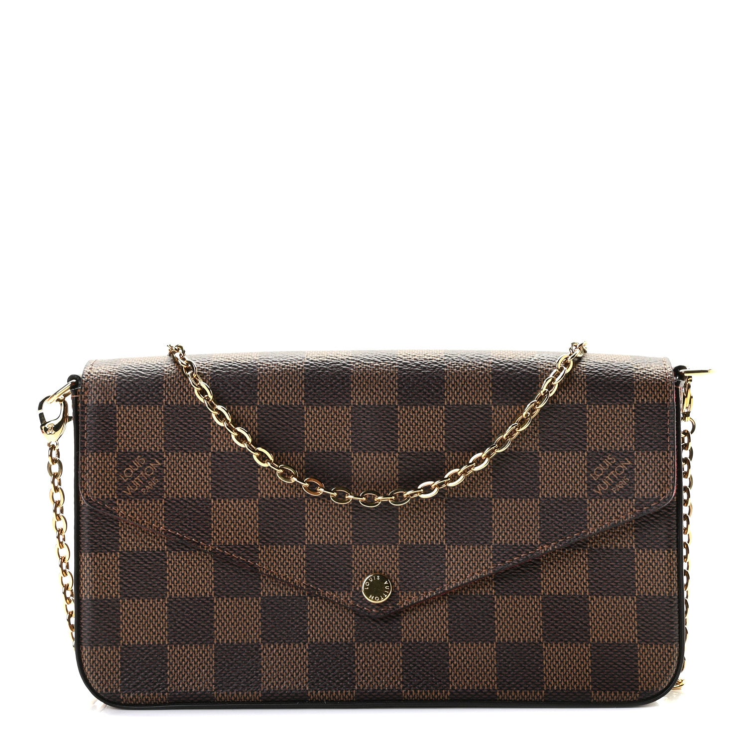 Louis Vuitton Damier Ebene Pochette Felicie Chain Wallet 1 of 8