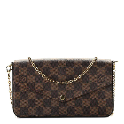 Louis Vuitton Damier Ebene Pochette Felicie Chain Wallet 1 of 8