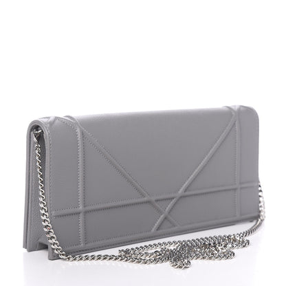 Christian Dior Grained Calfskin Large Diorama Croisiere Chain Wallet Grey 3 of 9