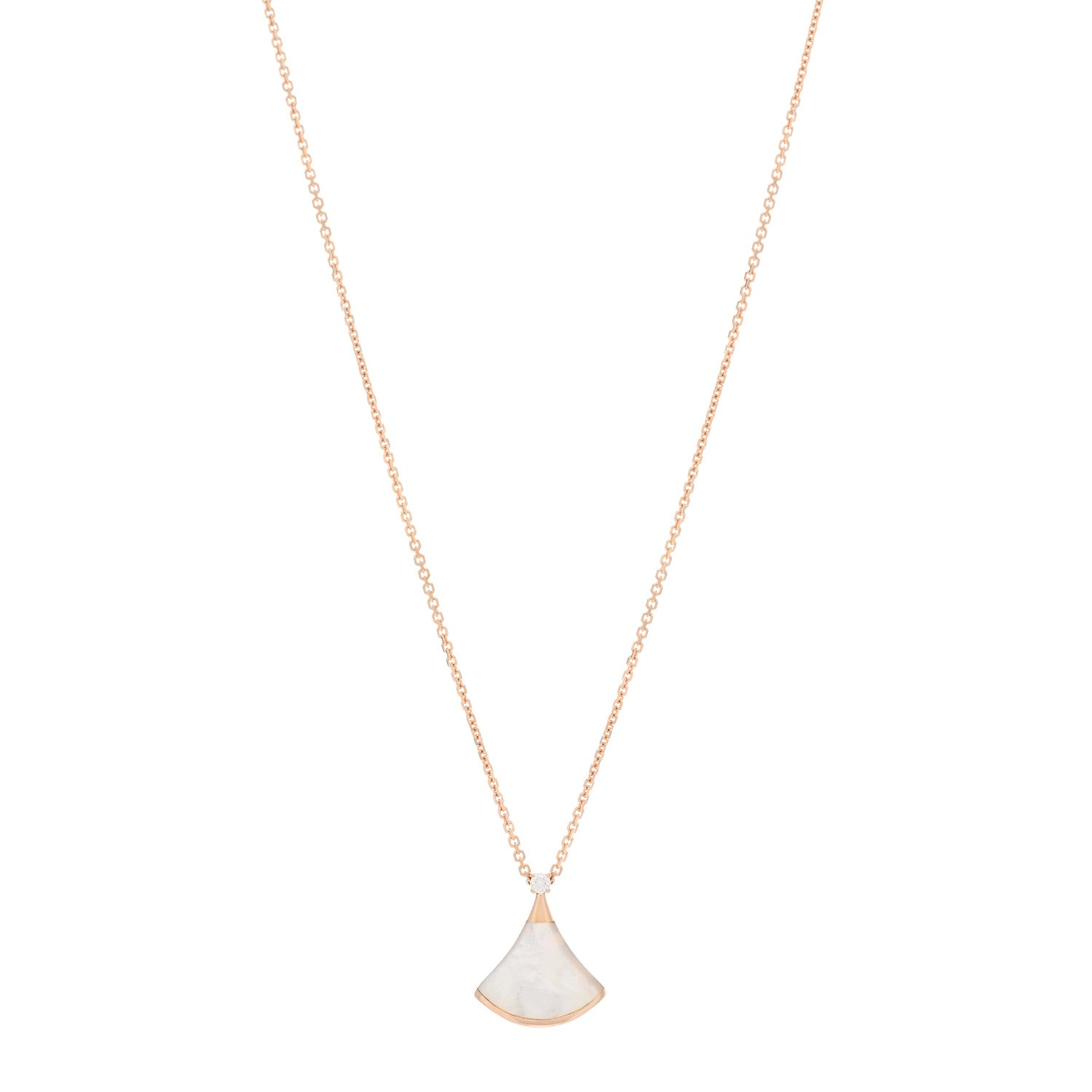 Bulgari 18K Rose Gold Diamond Mother of Pearl Small Divas' Dream Pendant Necklace 1 of 5