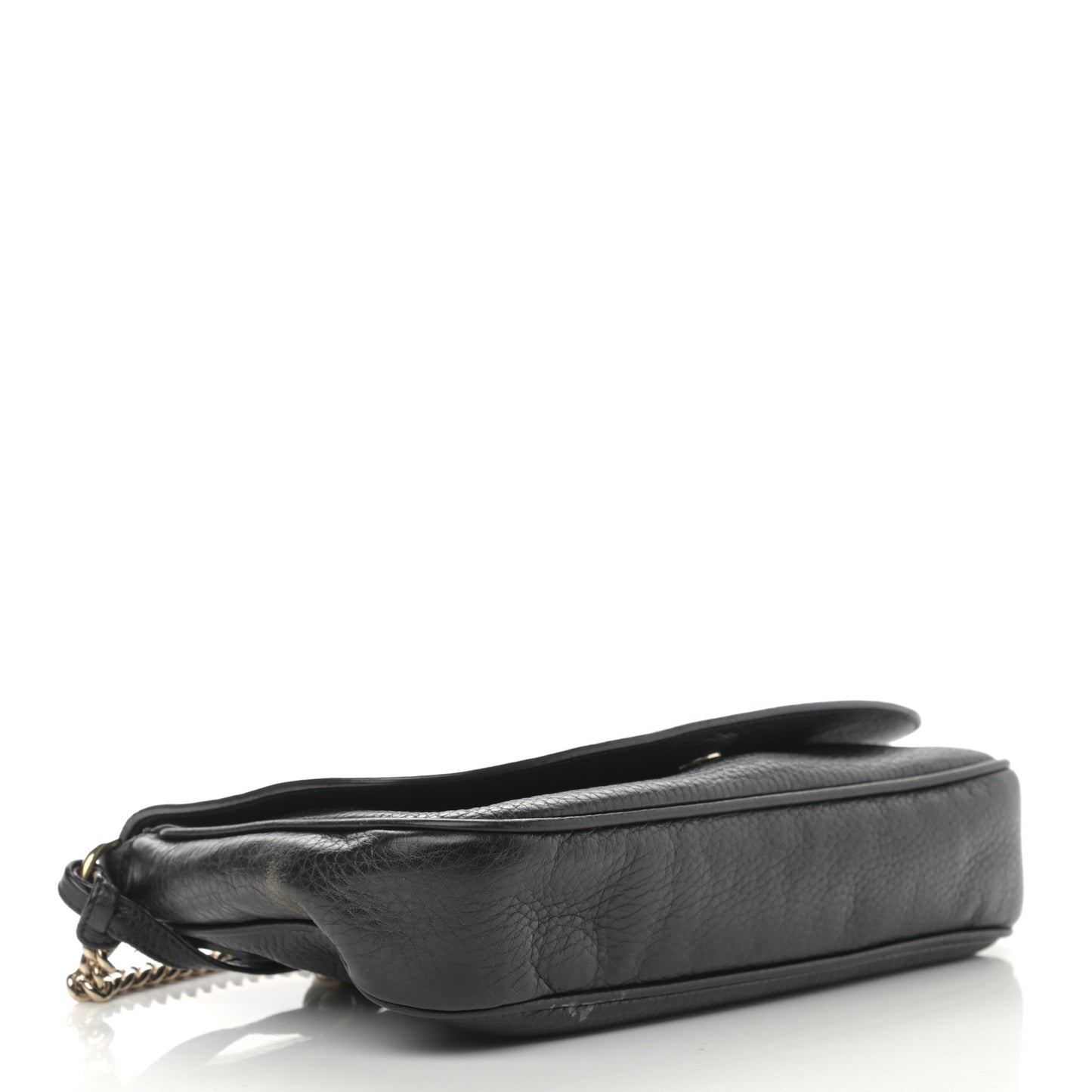 Pebbled Calfskin Medium Soho Flap Crossbody Black