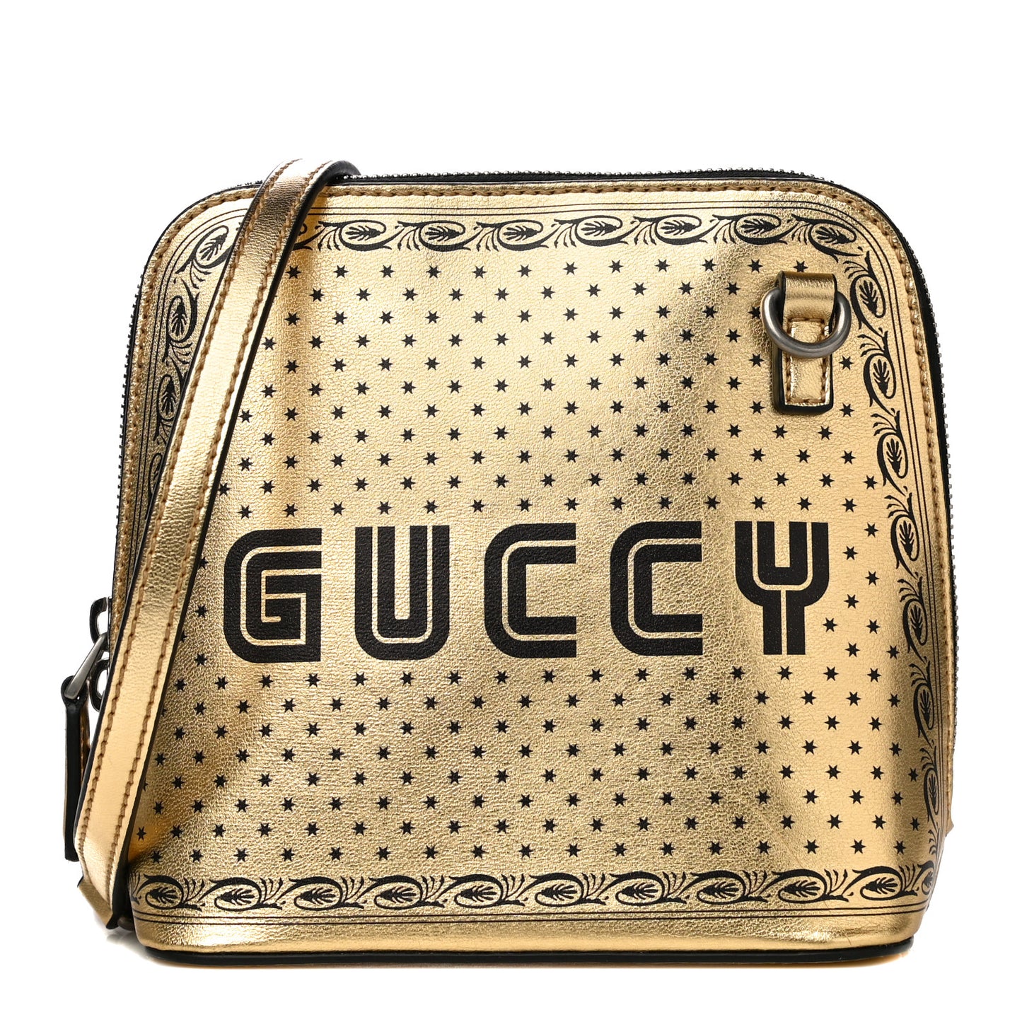 X SEGA Calfskin GUCCY Stars Mini Dome Shoulder Bag Gold