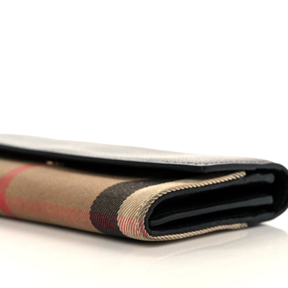 Burberry Grainy Calfskin House Check Continental Wallet Black 6 of 9