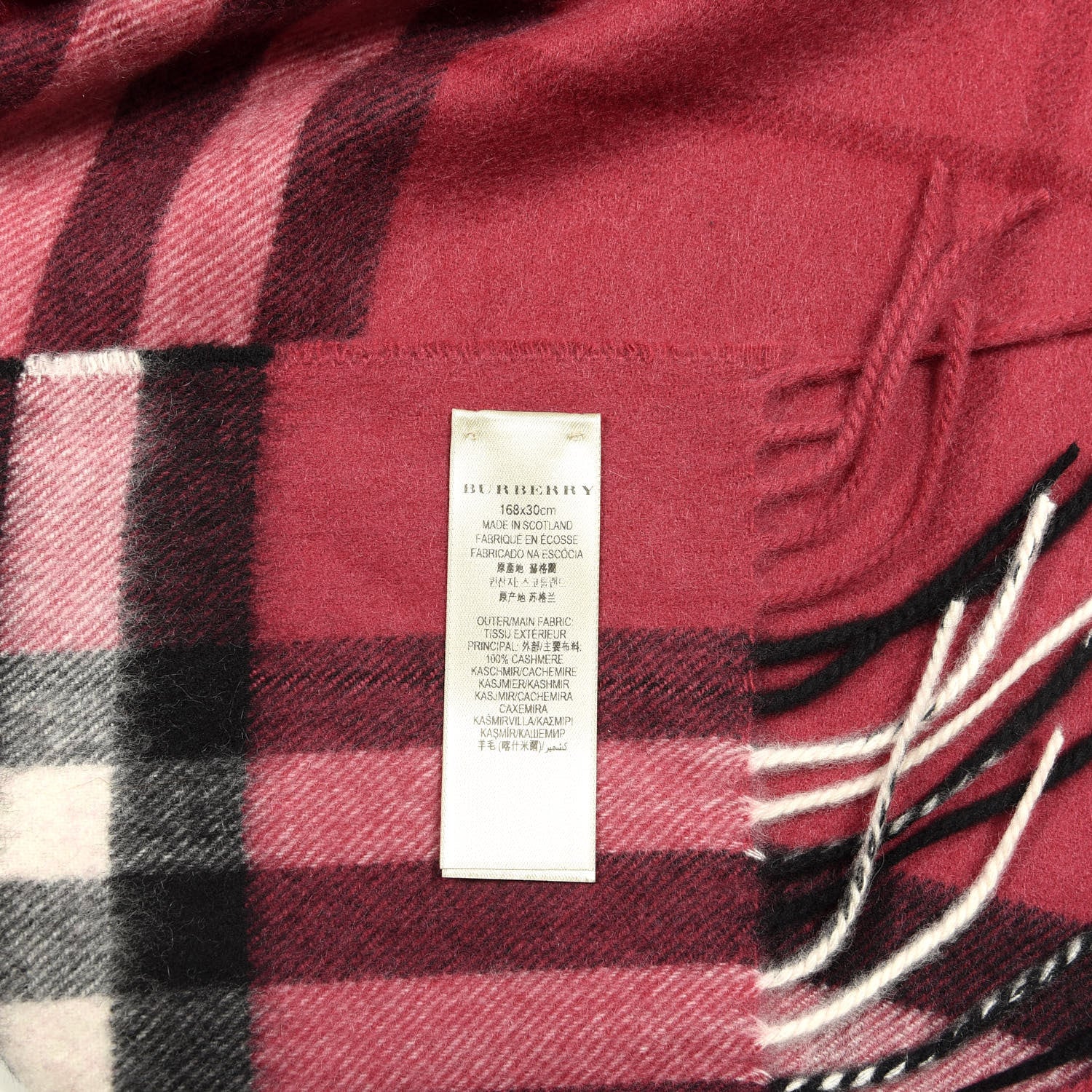 Burberry Cashmere Giant Check Fringe Scarf Rose Pink 4 of 4