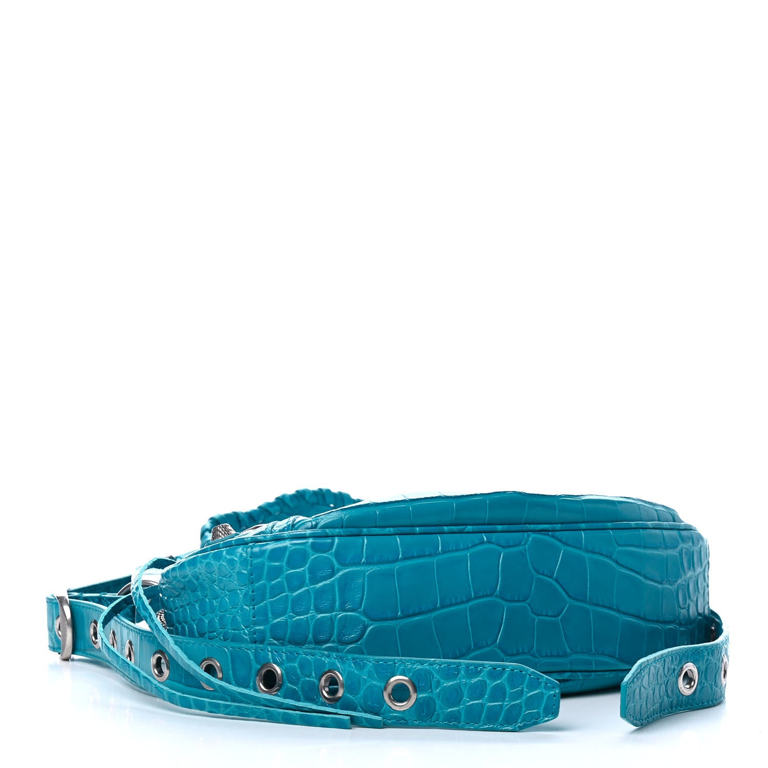Balenciaga Extra Supple Calfskin Crocodile Embossed Le Cagole Shoulder Bag XS Turquoise 3 of 4