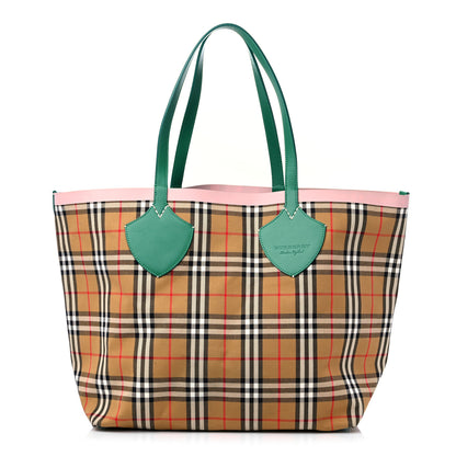 Burberry Vintage Check Large The Giant Reversible Tote Palm Green Pink Apricot 1 of 16