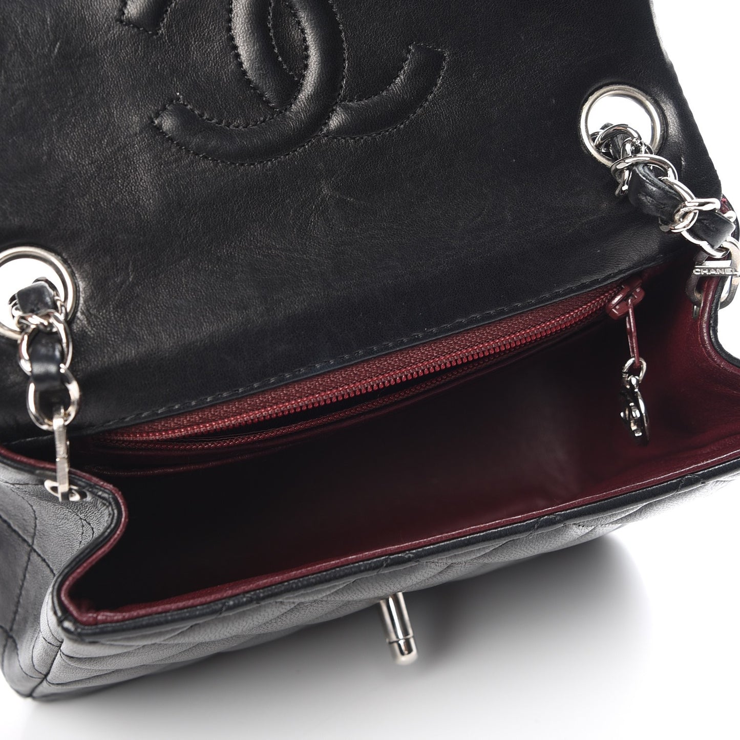Lambskin Quilted Mini Square Flap Black