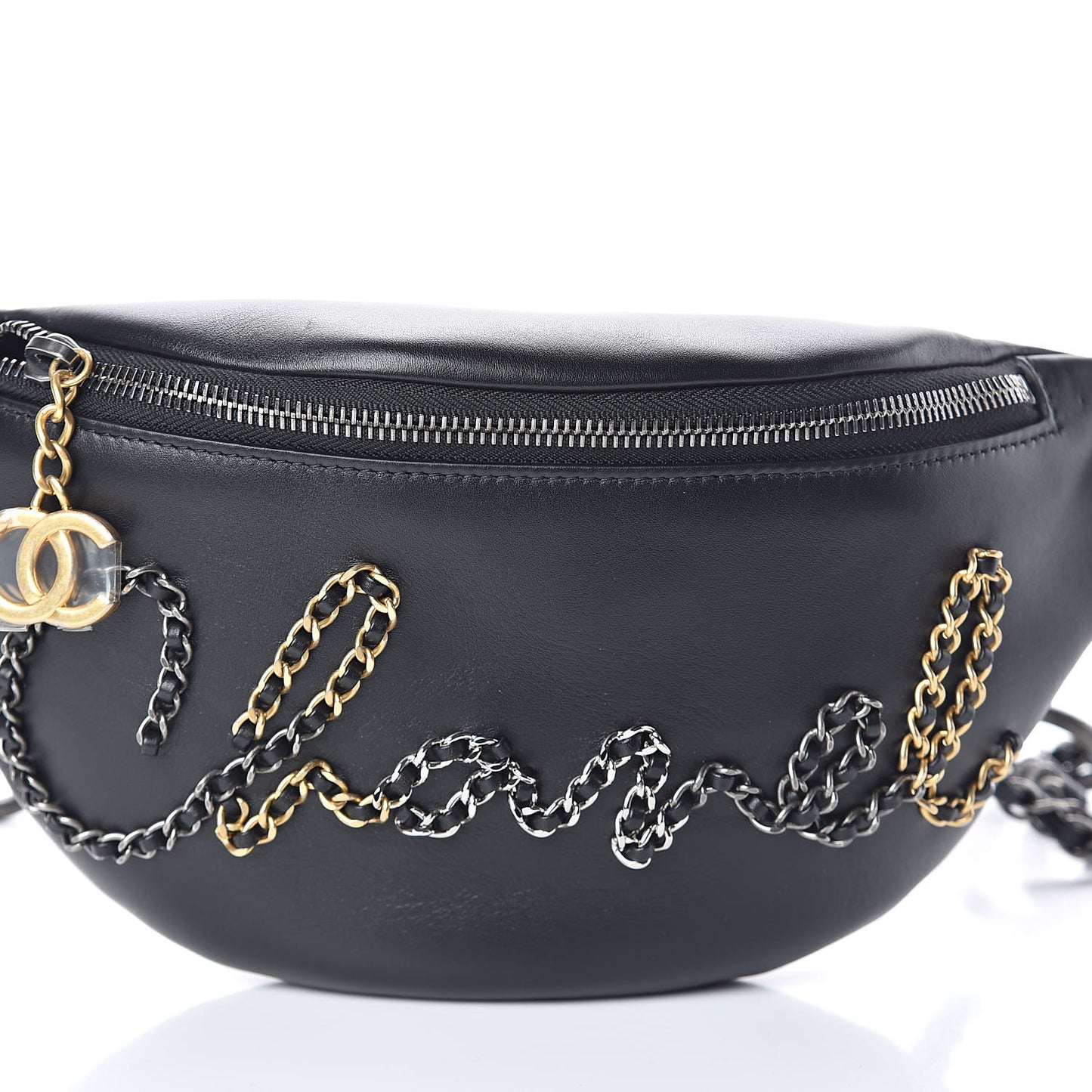Calfskin Chain 20s Signe Waist Bag Black