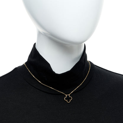 Van Cleef & Arpels 18K Yellow Gold Black Onyx Vintage Alhambra Pendant Necklace 2 of 6