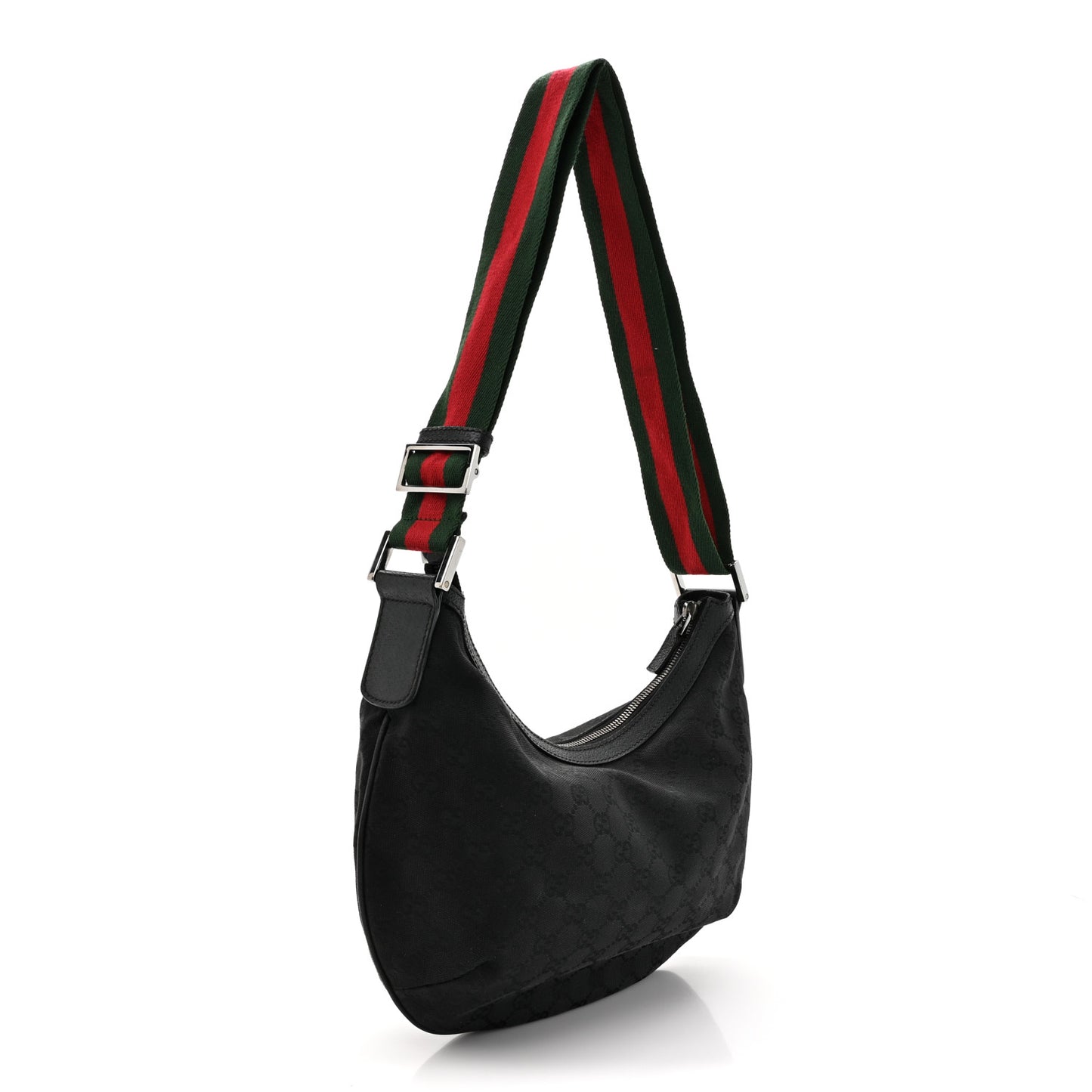Monogram Web Medium Half Moon Hobo Black