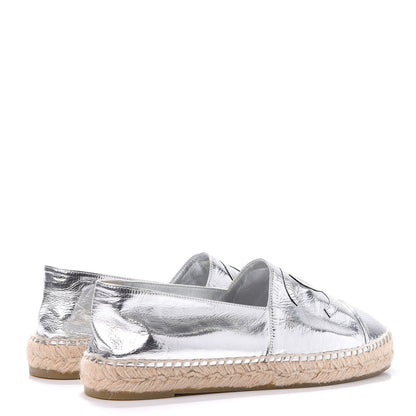 Chanel Laminated Goatskin CC Espadrilles 41 Silver 4 of 9