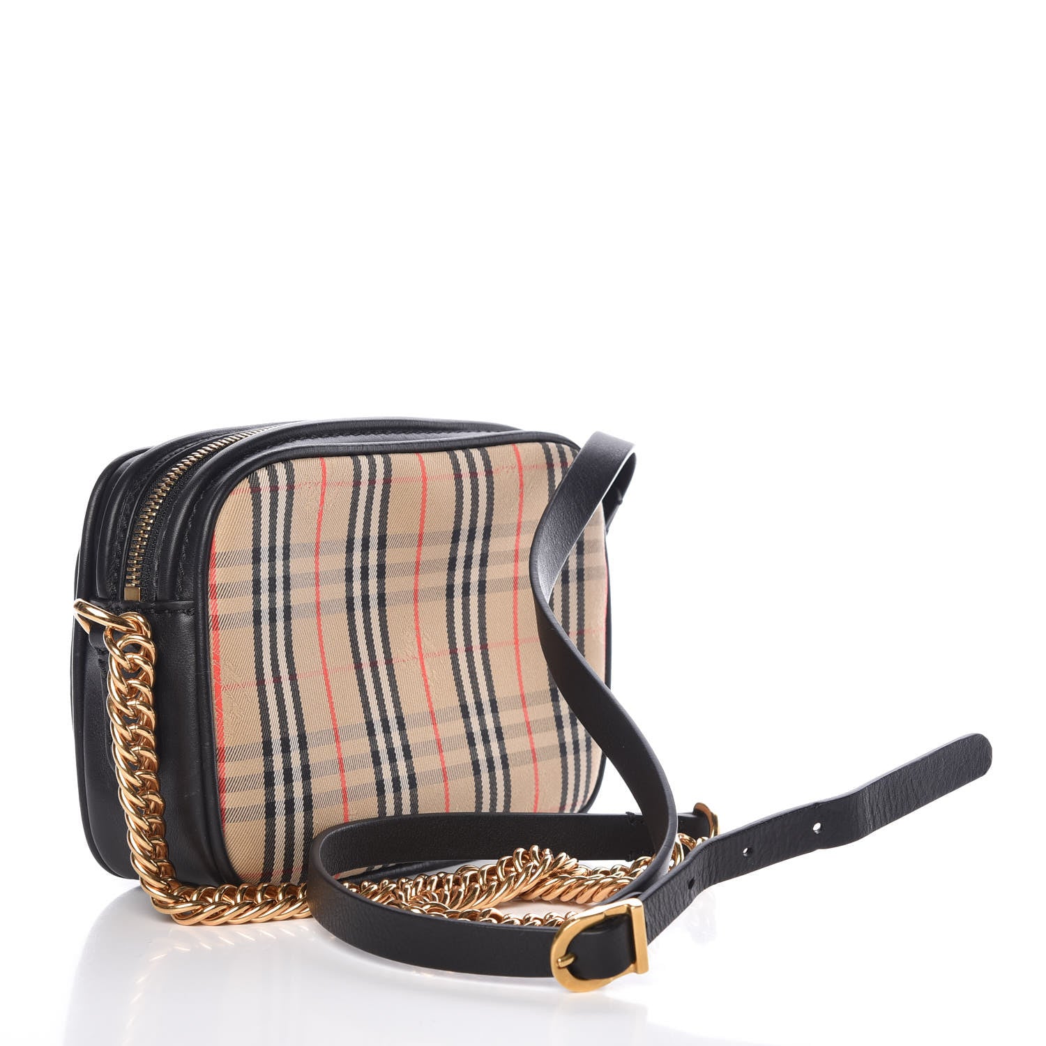 Burberry 1983 Knight Check Smooth Calfskin Link Camera Bag Black 3 of 9