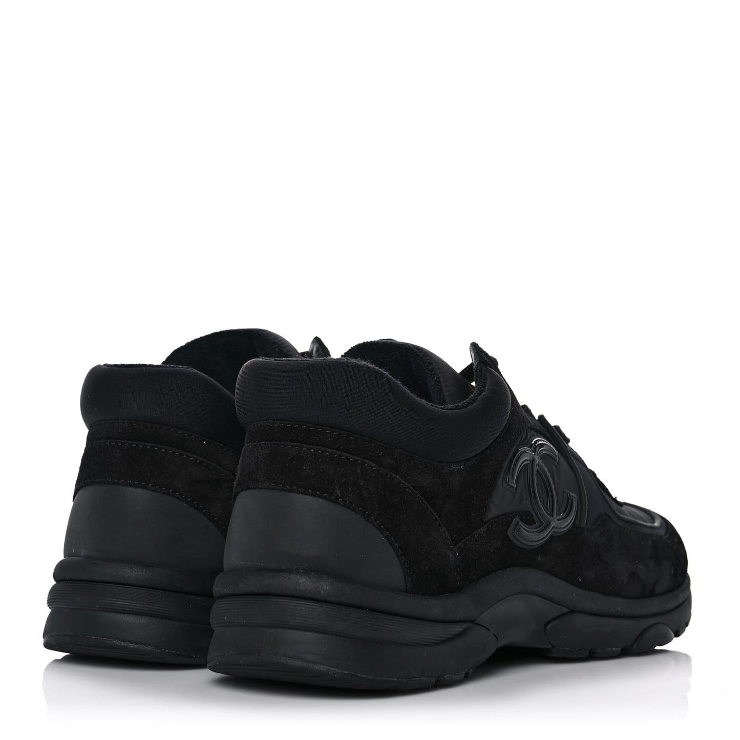 Fabric Calfskin Suede CC Sneakers 38 Black