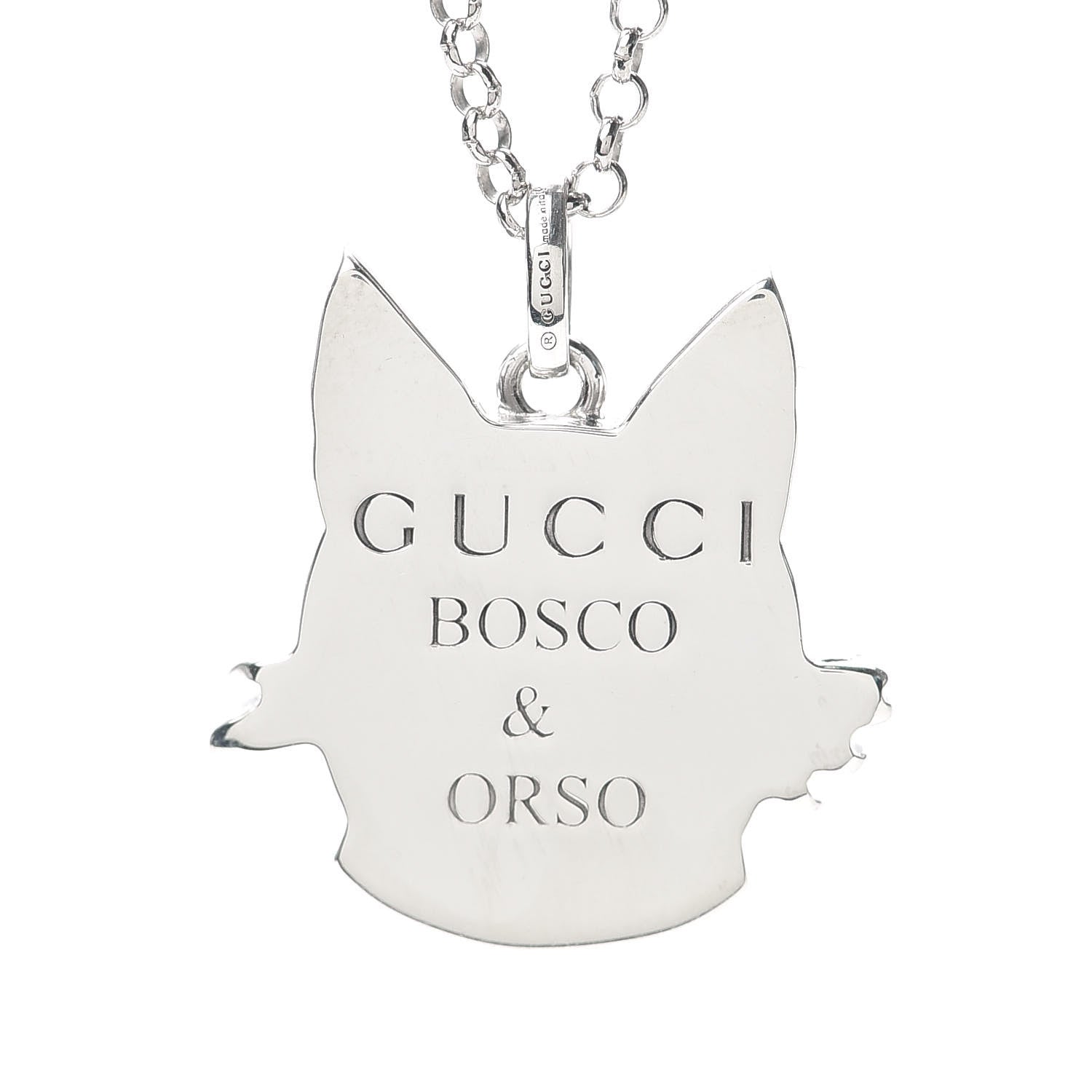 Gucci Sterling Silver Enamel Bosco Pendant Necklace 5 of 6