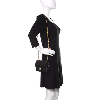 Chanel Lambskin Resin Quilted Mini Pearl Samba Square Flap Black 2 of 11