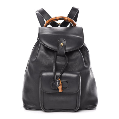 Gucci Calfskin Bamboo Backpack Black 1 of 17