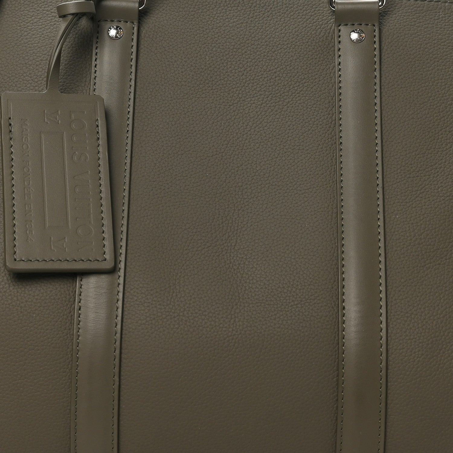 Louis Vuitton Grained Calfskin Aerogram Keepall Bandouliere 50 Khaki 6 of 10