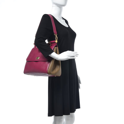 Dolce & Gabbana Dauphine Large Bi-Color Miss Sicily Satchel Fuchsia Khaki 3 of 8