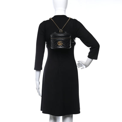 Gucci Calfskin Matelasse Mini GG Marmont Round Backpack Black 2 of 8