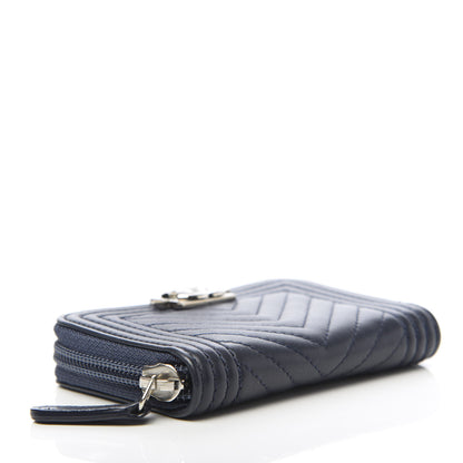 Chanel Calfskin Chevron Zip Around Boy Coin Purse Wallet Dark Navy 4 of 7
