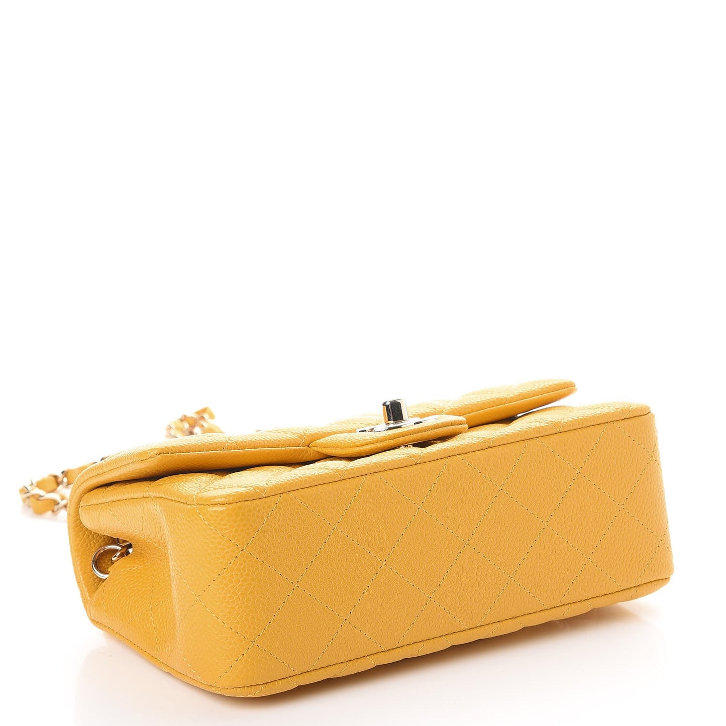 Caviar Quilted Mini Rectangular Flap Yellow