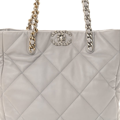 Chanel Lambskin Quilted Chanel 19 Shopping Bag Grey 8 of 11