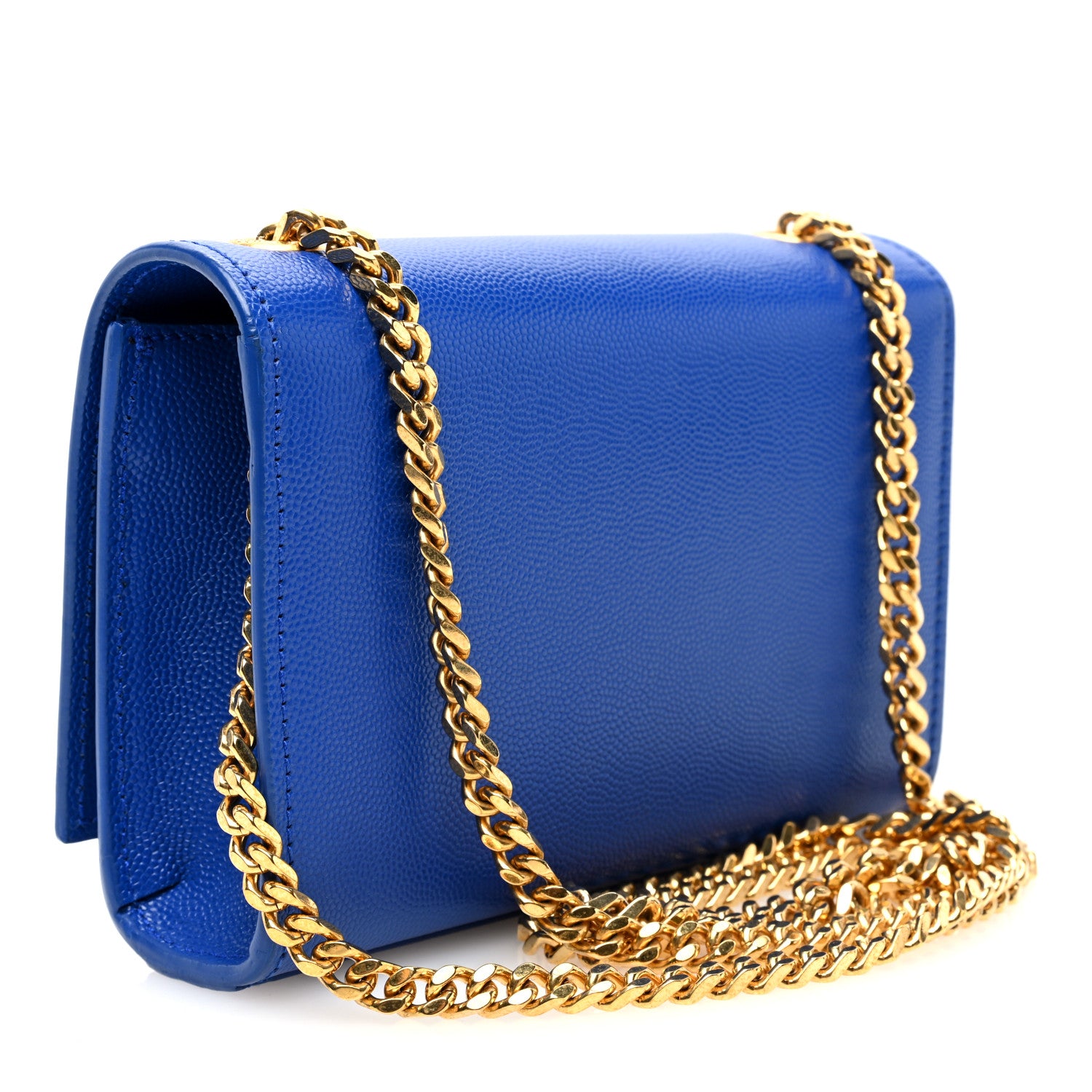 Saint Laurent Grain De Poudre Small Classic Monogram Kate Satchel Bleu Majorelle 3 of 9