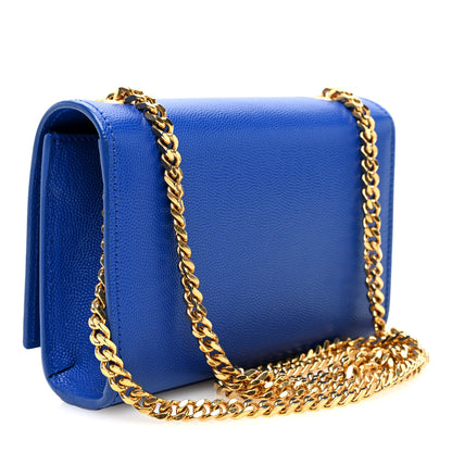 Saint Laurent Grain De Poudre Small Classic Monogram Kate Satchel Bleu Majorelle 3 of 9