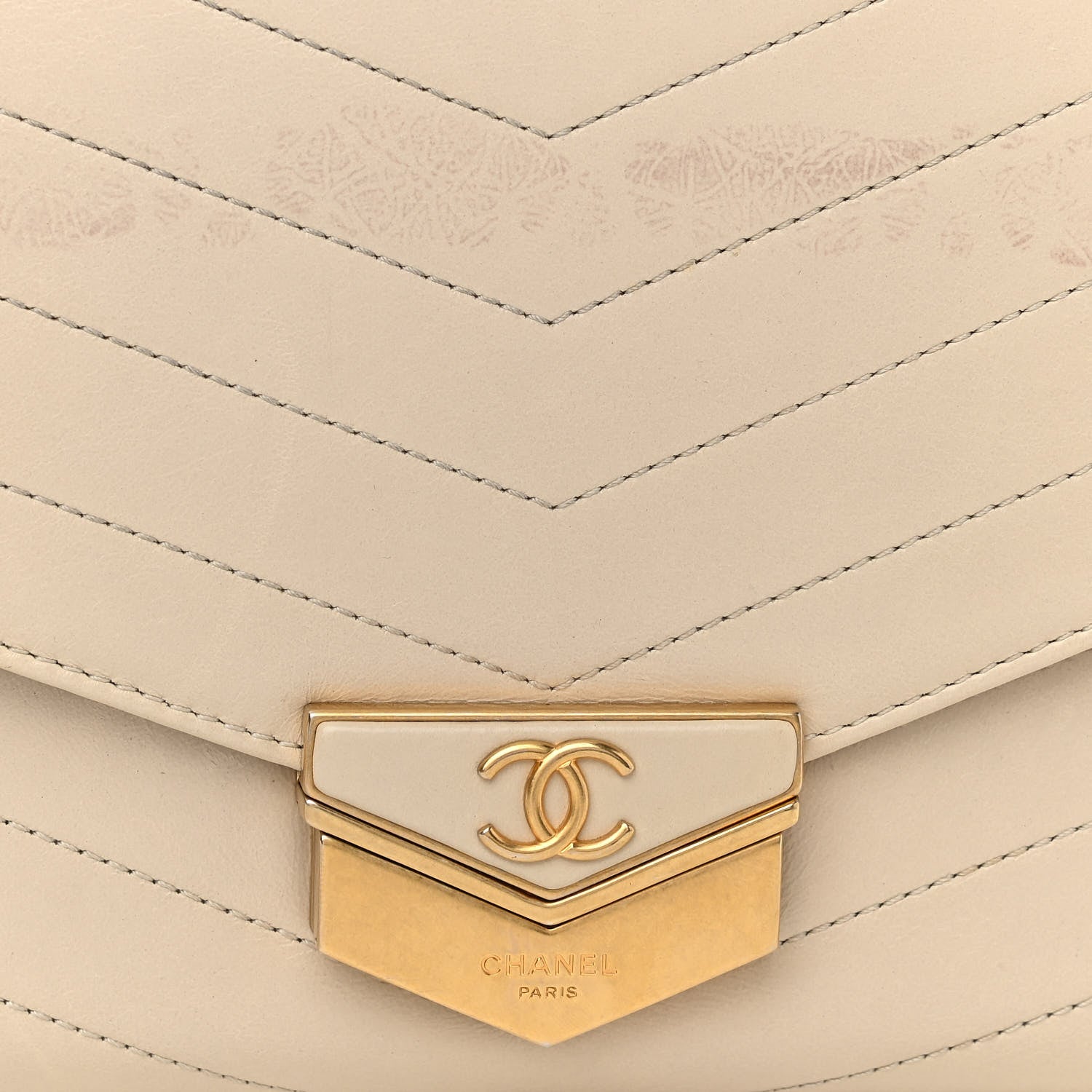 Chanel Calfskin Chevron Quilted Medal Flap Beige 7 of 12