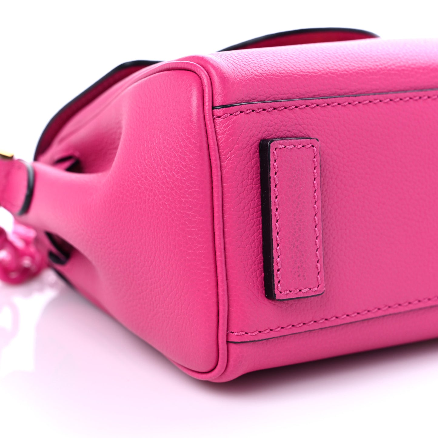 Grained Calfskin Medusa Small Top Handle Handbag Cerise