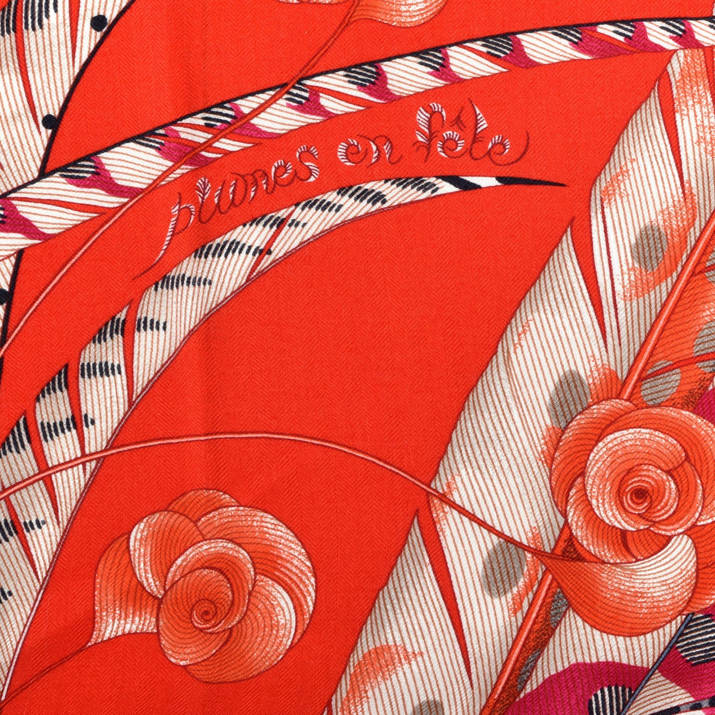 Cashmere Silk Plumes En Fete Shawl 140 Rouge Gris Fuchsia
