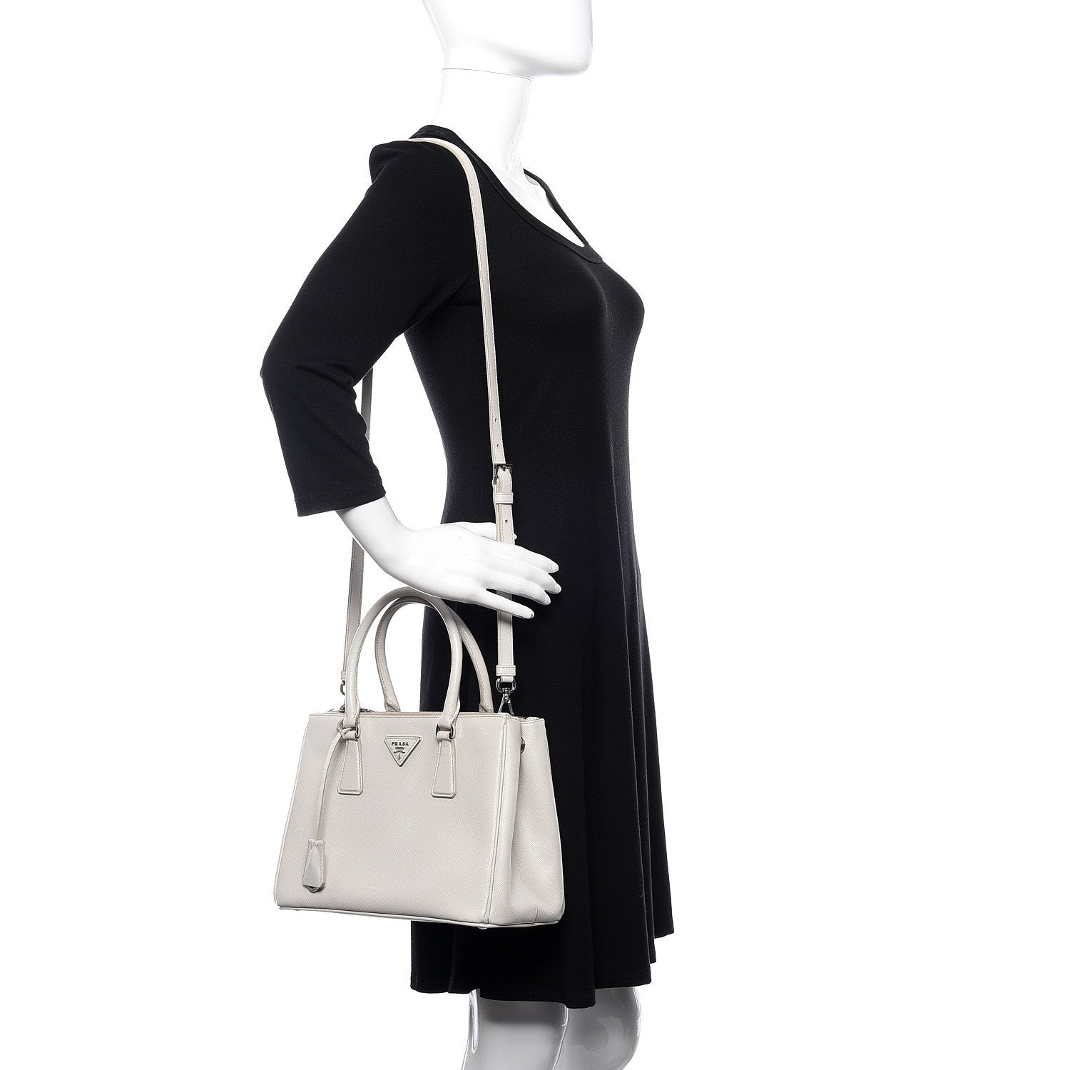 Prada Saffiano Small Galleria Double Zip Tote Talco 2 of 15