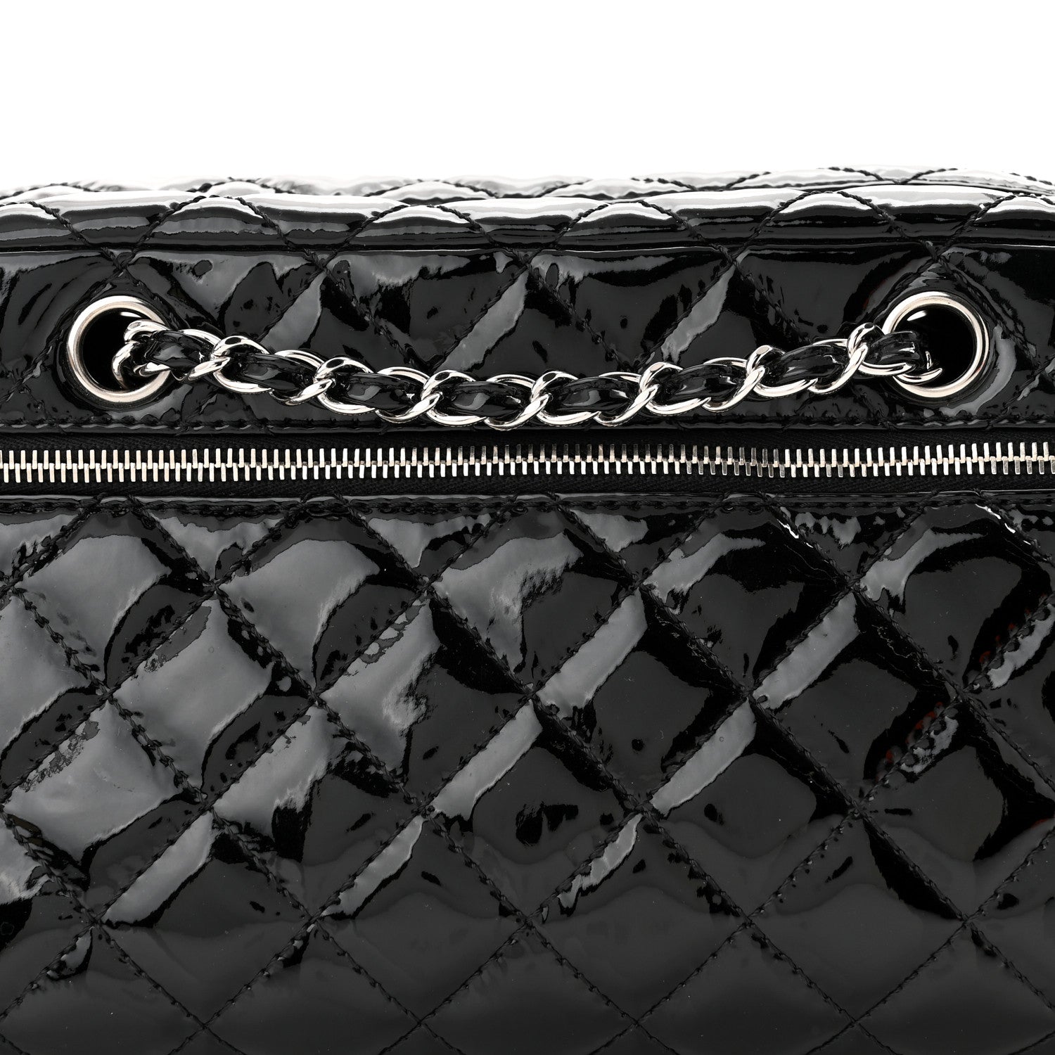 Chanel Patent Quilted Bowler Bag Black 8 of 10
