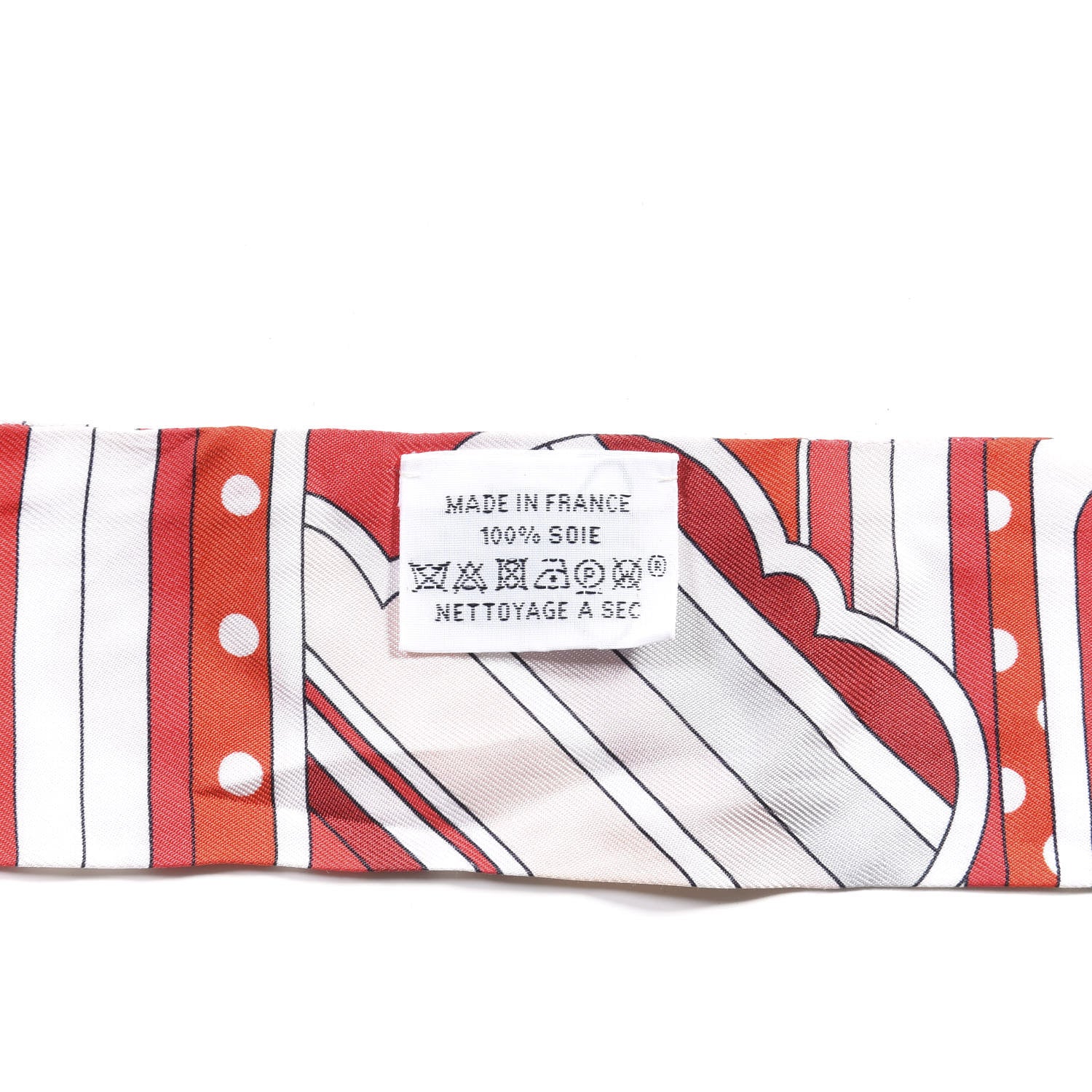 Hermes Silk Faubourg Rainbow Twilly Rouge White Bordeaux 2 of 5