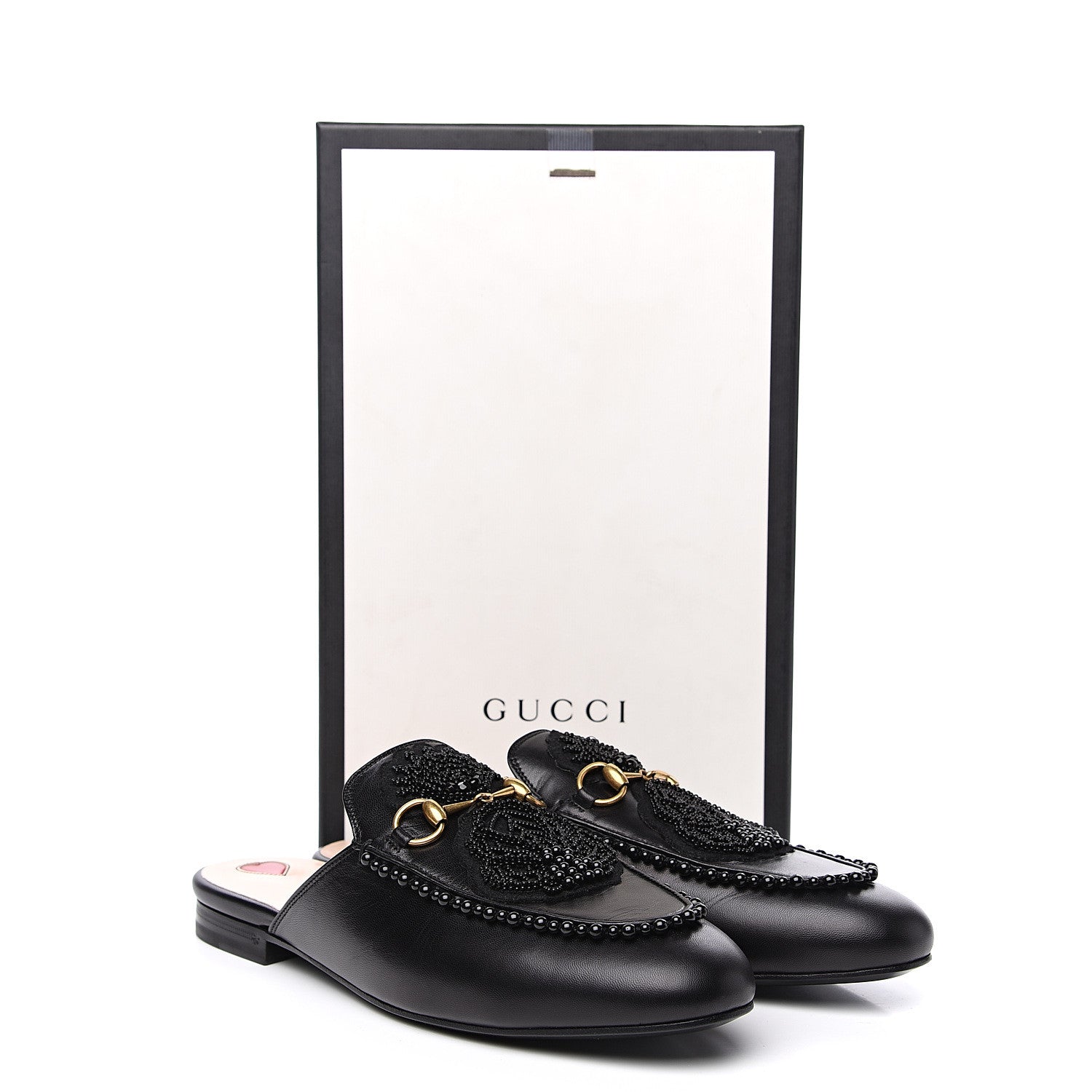 Gucci Malaga Kid Bead Embellished Womens Princetown Slippers 40 Black 10 of 10
