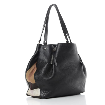 Burberry Grainy Calfskin House Check Medium Maidstone Black 3 of 14