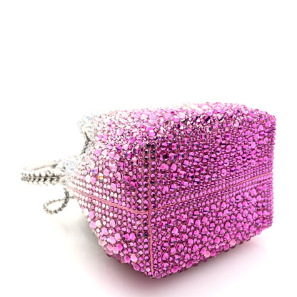 Jimmy Choo Satin Hotfix Crystal Embellished Bon Bon Bucket Bag Candy Pink Silver 4 of 10