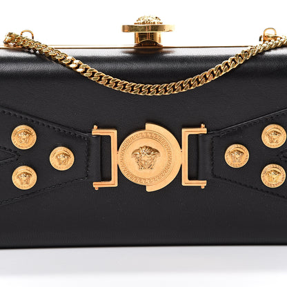 Versace Nappa Medallion Tribute Evening Clutch Chain Black 6 of 8