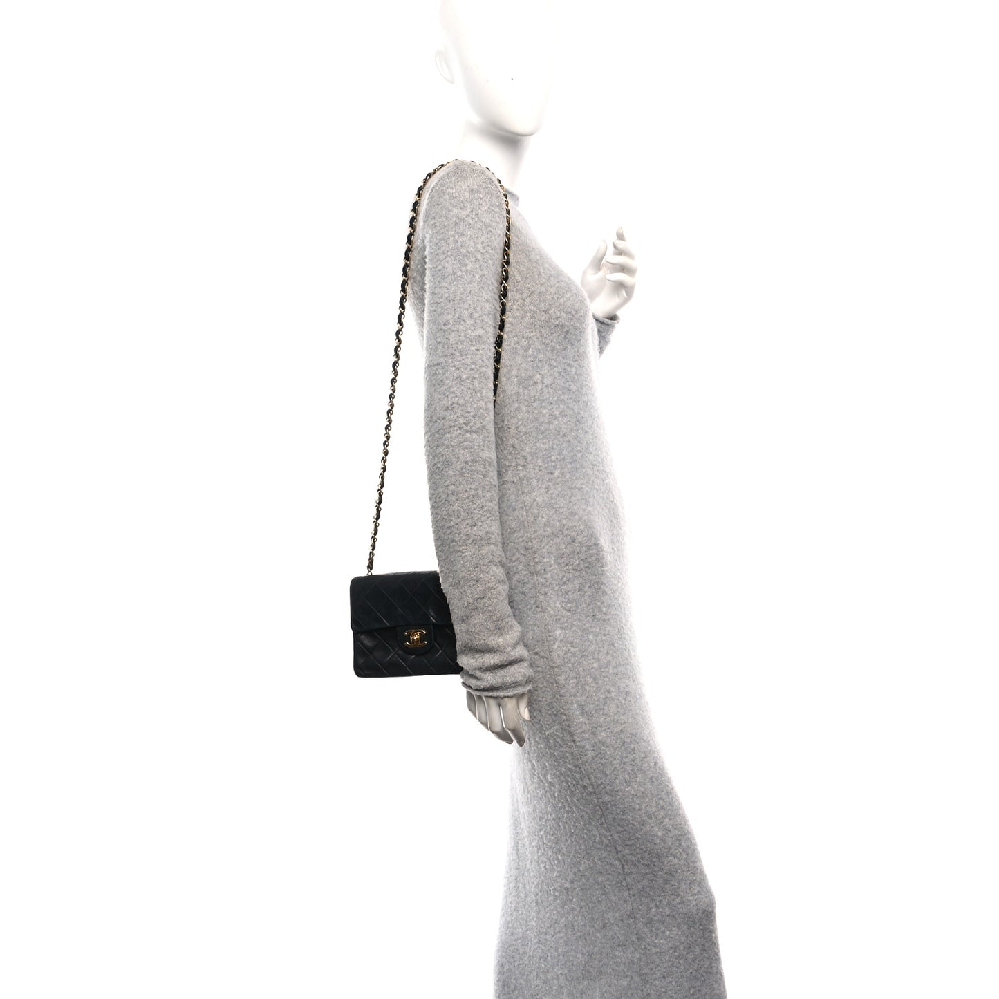 Lambskin Quilted Mini Square Flap Bag Black