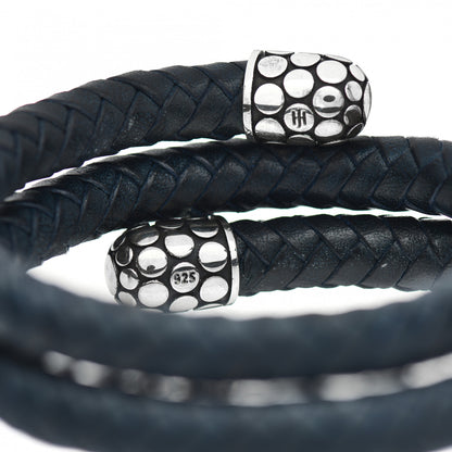 John Hardy Sterling Silver Leather Double Coil Dot Bracelet Navy 4 of 4