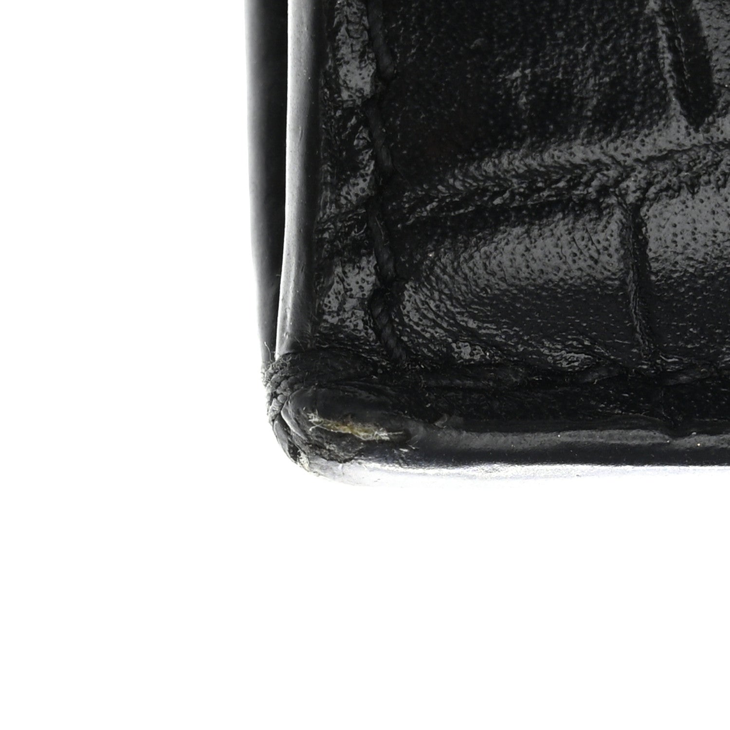 Saint Laurent Calfskin Crocodile Embossed 5 Fragments Zip Pouch Card Holder Black 8 of 8