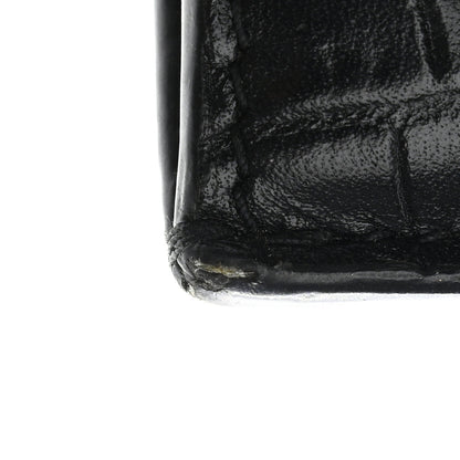 Saint Laurent Calfskin Crocodile Embossed 5 Fragments Zip Pouch Card Holder Black 8 of 8