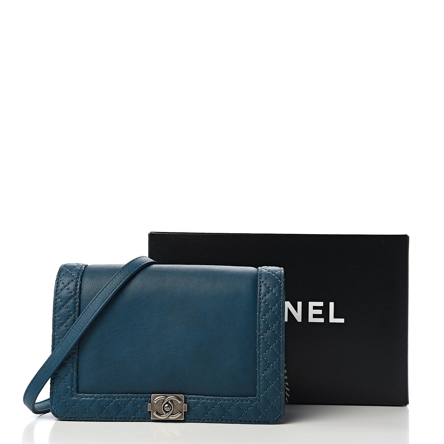 Calfskin Small Boy Reverso Flap Dark Blue
