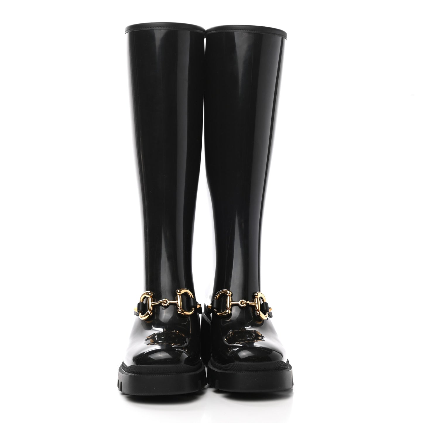 Rubber Horsebit Knee High Boots 37 Black